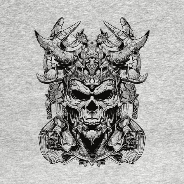Line Art Skull Head Warrior - Light Version by HelloDisco
